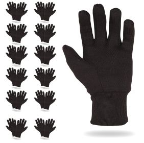Brown Jersey Gloves for Men and Women, 10", Pack of 600 Cotton Jersey Work Gloves with Elastic Knit Wrists, Washable Cotton Garden Gloves