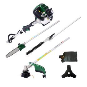 4 in 1 Multi-Functional Trimming Tool, 31CC 4-Cycle Garden Tool System with Gas Pole Saw, Hedge Trimmer, Grass Trimmer, and Brush Cutter EPA Comp (Option: Dark Green)