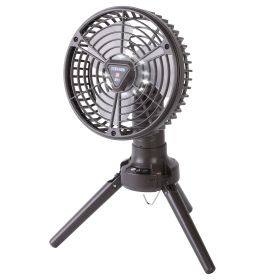 1Pc 10400mah Portable Camping Fan With LED Light Rechargeable Tripod Tent Hanging Fan Lantern Portable Foldable Oscillating Table Fan With 3 Brig (Color: Black)
