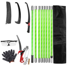 4M-8M Size Options -- 1Pc 2 In 1 Extra Long Manual Pole Saw Extendable Tree Pruner For High Branches With Pruner Scissors 2 Double-hooked Saw Bla (Option: 8m)