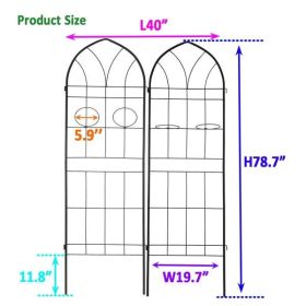 Metal Garden Trellises, Suitable For Climbing Plants, Outdoor Flower Brackets - Black (Color: Black)